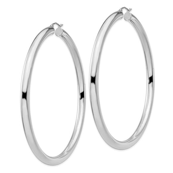 5mm Sterling Silver, Extra Large Round Hoop Earrings, 80mm (3 1/8 In) - Picture 2 of 5